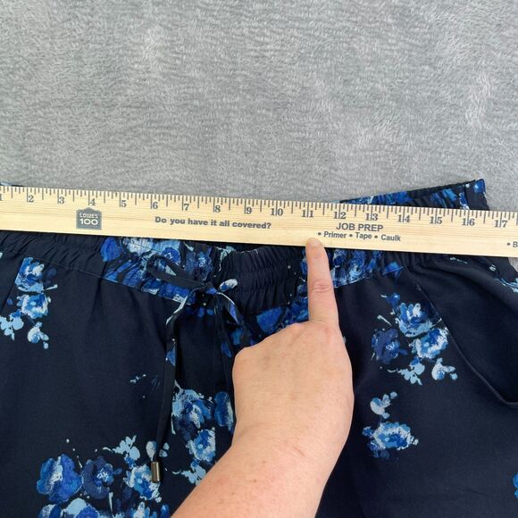 Coldwater Creek Floral Navy Ankle Pants Sz Large Petite Vacation Workwear Beach - Picture 13 of 16